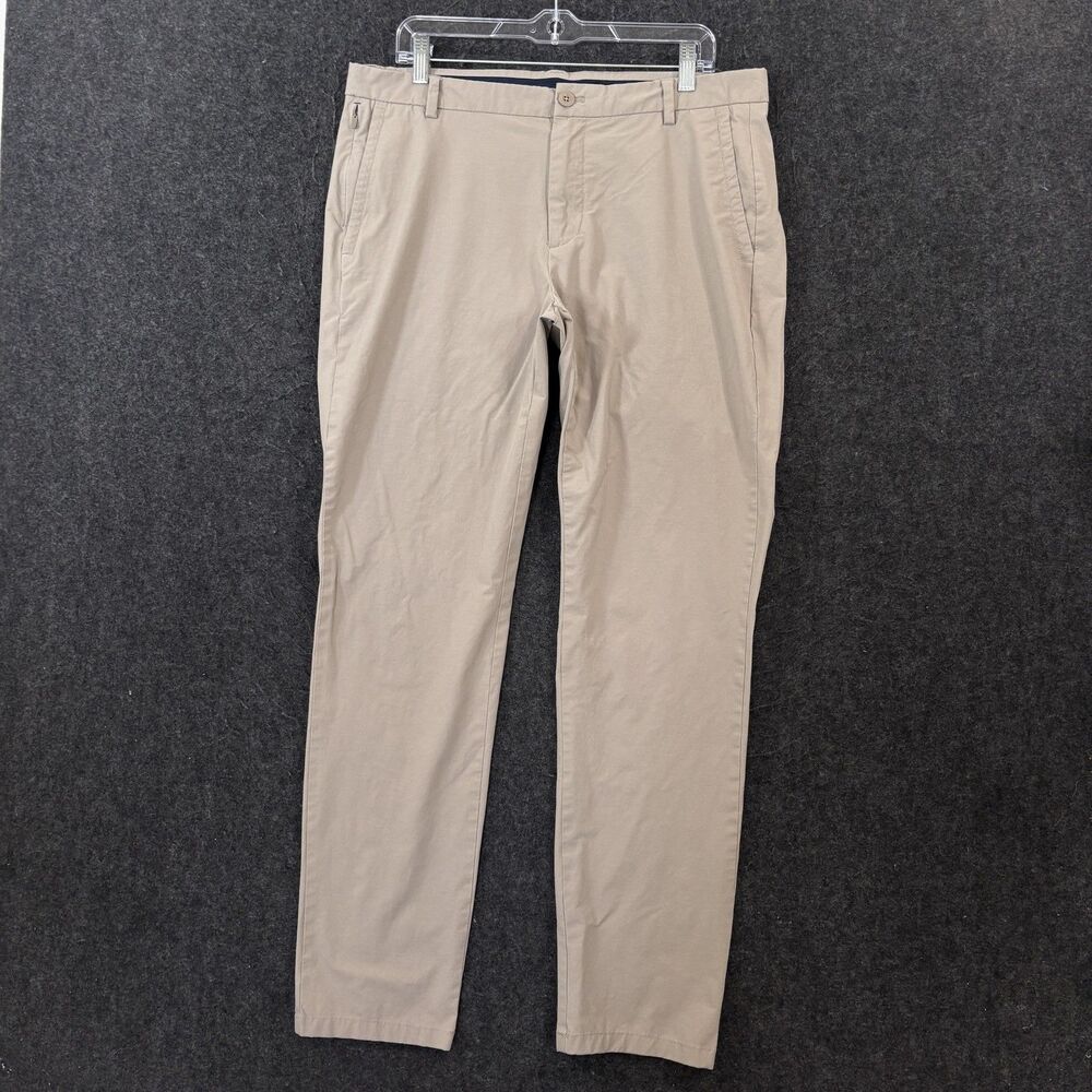Vineyard Vines On-The-Go Pants Men's 35x32 Khaki Stretch Chino Slim Straight